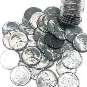 Roll of (50) 1943 WWII Emergency Issue  Steel Penny Unc. grade "A+," AU/BU